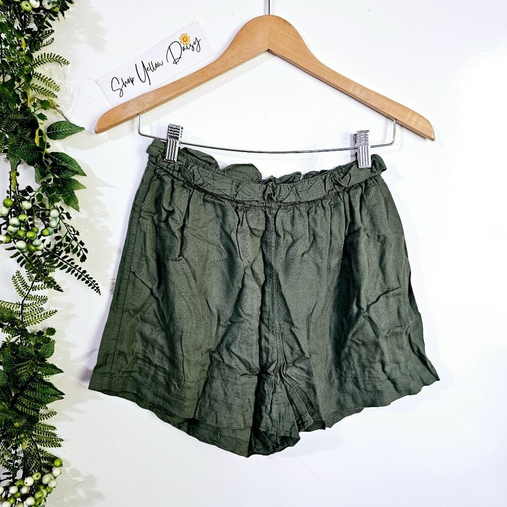 Blue Rain Francesca's‎ Olive Green Paperbag Waist Rayon Shorts Boho Summer S